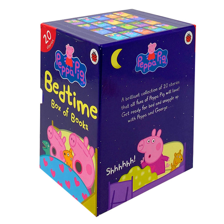 Peppa Pig Bedtime Box of 20 Books – Fun kids' stories for bedtime & early reading |Ladybird collection set featuring Peppa Goes Swimming & more