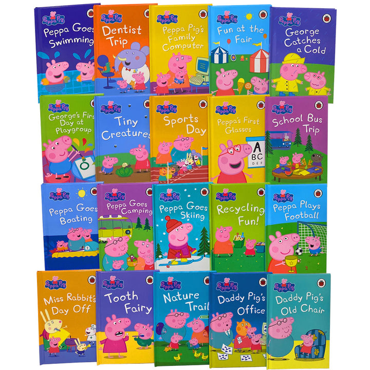 Peppa Pig Bedtime Box of 20 Books – Fun kids' stories for bedtime & early reading |Ladybird collection set featuring Peppa Goes Swimming & more