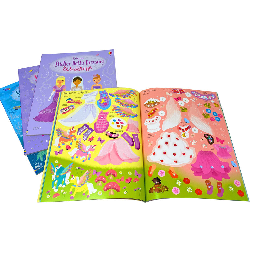 Usborne Sticker Dolly Dressing 4 Books Set Collection, Mermaids, Princ Lowplex Books Usborne Sticker Dolly Dressing 4 Books Set Collection, Mermaids, Princ Lowplex Books
