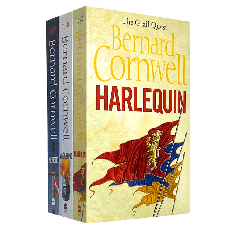 Bernard Cornwell Grail Quest 3 books Pack Set Collection (Vagabond, Harlequin, Heretic)