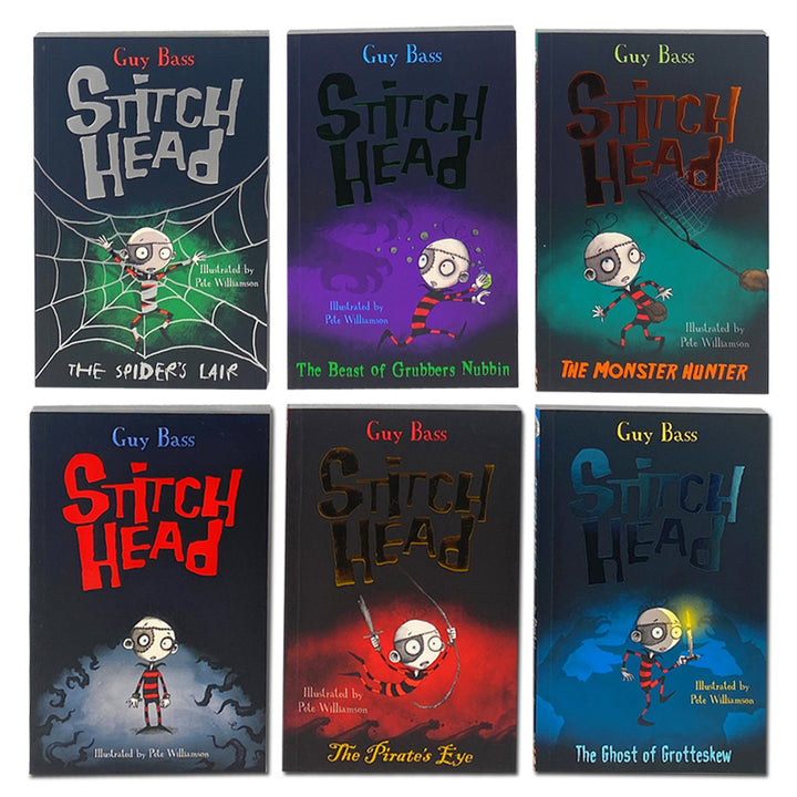 Stitch Head 6 Book Set by Guy Bass: Ghost of Grotteskew, Monster Hunter – Children's Books Collection, Spooky Adventure, Imaginative Story Series