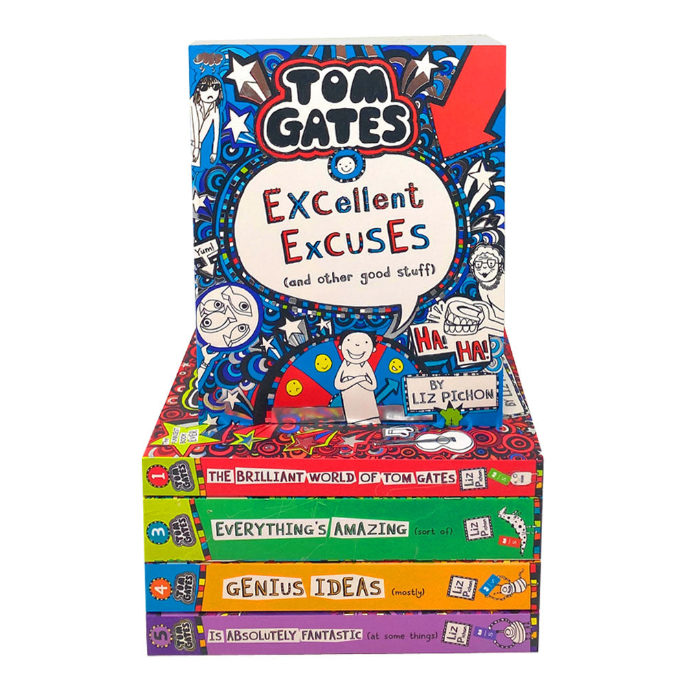 Tom Gates Series 1–5 Collection by Liz Pichon – Children's Book Set with Humor, Adventure, Fun Stories & Fiction for Kids Ages 8+ from Scholastic.