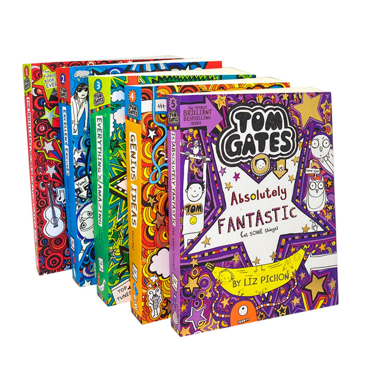 Tom Gates Series 1–5 Collection by Liz Pichon – Children's Book Set with Humor, Adventure, Fun Stories & Fiction for Kids Ages 8+ from Scholastic.