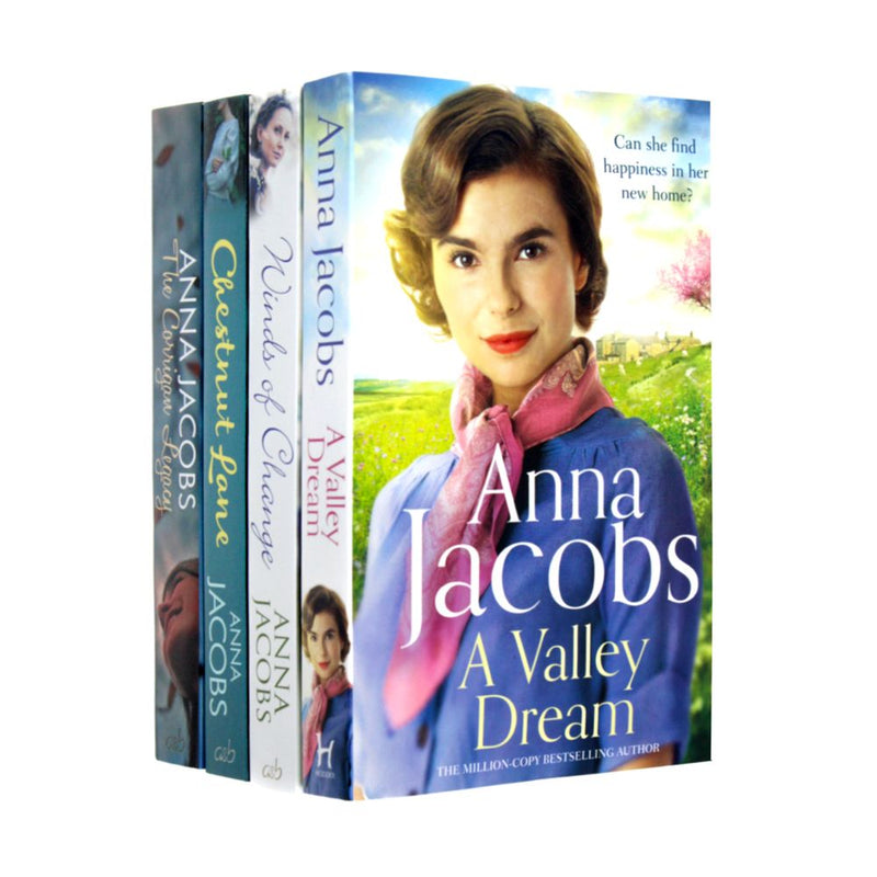 Anna Jacobs 4 Book Set Collection (A Valley Dream, Winds Of Change, Chestnut Lane, The Corrigan Legacy)