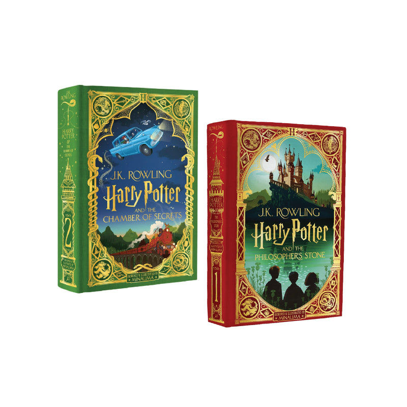 Harry Potter Mina Lima Edition Series Collection 2 Books Set by J.K. Rowling (The Chamber of Secrets and the Philosopher’s Stone)