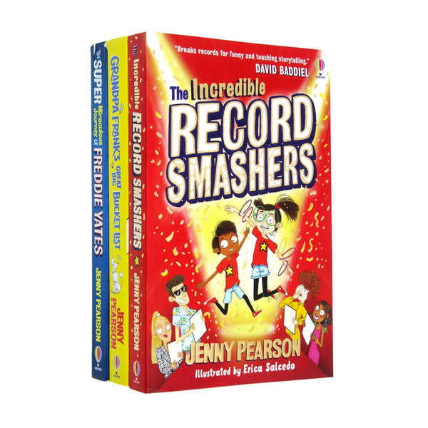 Jenny Pearson Collection 3 Books Set (The Incredible Record Smashers, Grandpa Frank's Great Big Bucket List & The Super Miraculous Journey of Freddie Yates)