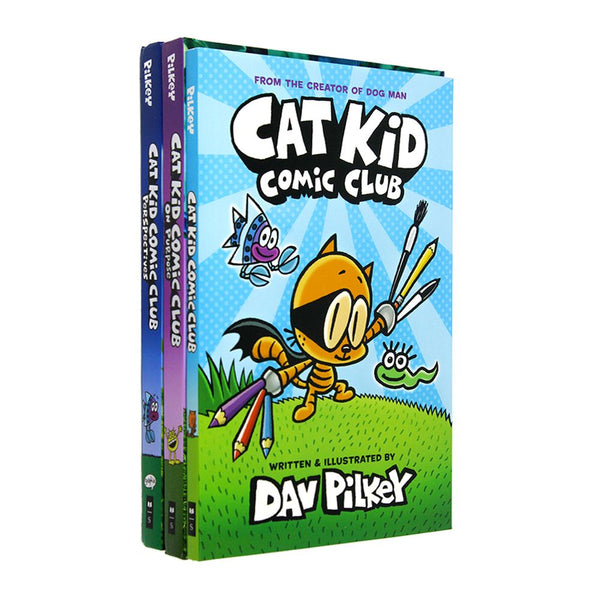 Cat Kid Comic Club Collection 3 Books By Dav Pilkey (Cat Kid Comic Club, On Purpose(Hardback) & Perspective(Hardback))