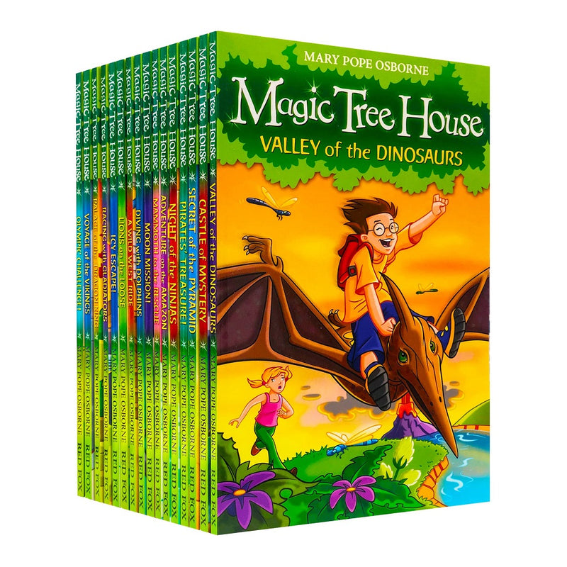 Mary Pope Osborne Magic Tree House Collection 16 Books Set (Moon Mission!, Icy Escape!, Olympic Challenge!, Castle of Mystery, Night of the Ninjas, Racing with Gladiators, A Wild West Ride & MORE!)