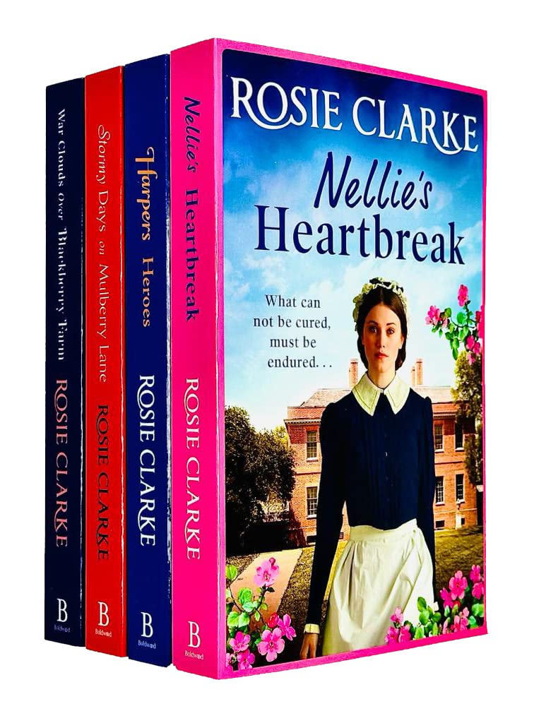 Rosie Clarke Collection 4 Books Set (Nellie's Heartbreak, Harpers Heros, Stormy Days On Mulberry Lane, Wartime Blues for the Harpers Girls )