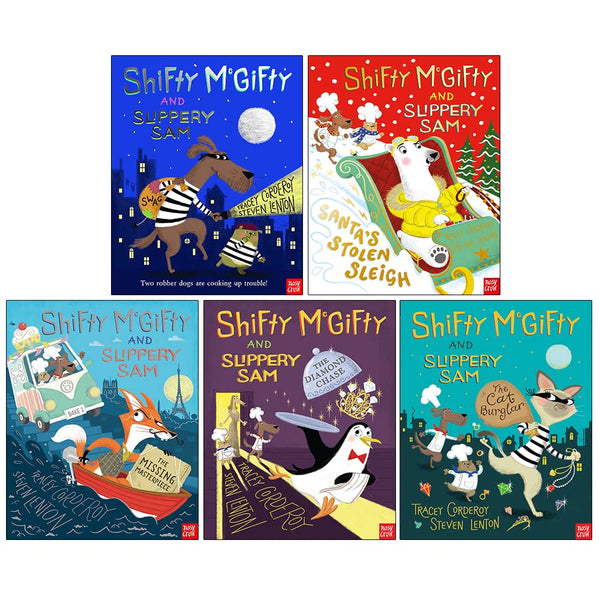 Shifty McGifty and Slippery Sam Series 5 Books Collection Set By Tracey Corderoy(Shifty McGifty and Slippery Sam, Santa's Stolen Sleigh, The Missing Masterpiece, The Diamond Chase & The Cat Burglar)