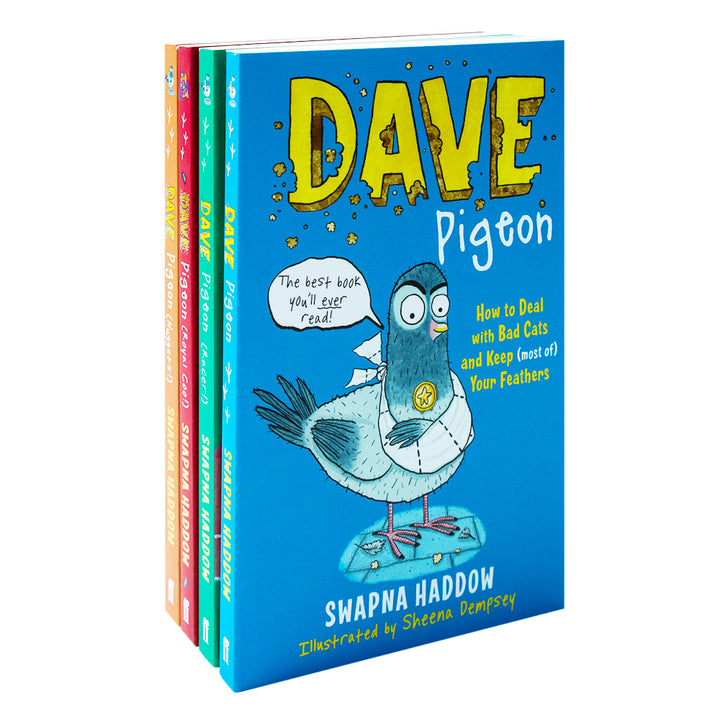 Dave Pigeon 4 Books Set by Swapna Haddow – Children’s Books, Humorous Adventure, Funny Stories, Pigeons, Racer, Royal Coo, Illustrated Kids Fiction