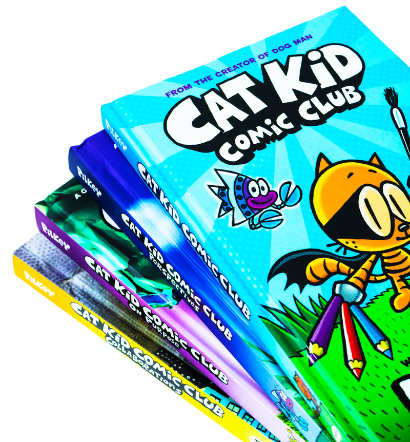 Cat Kid Comic Club Series Collection 4 Books Set By Dav Pilkey (Cat Ki –  Lowplex