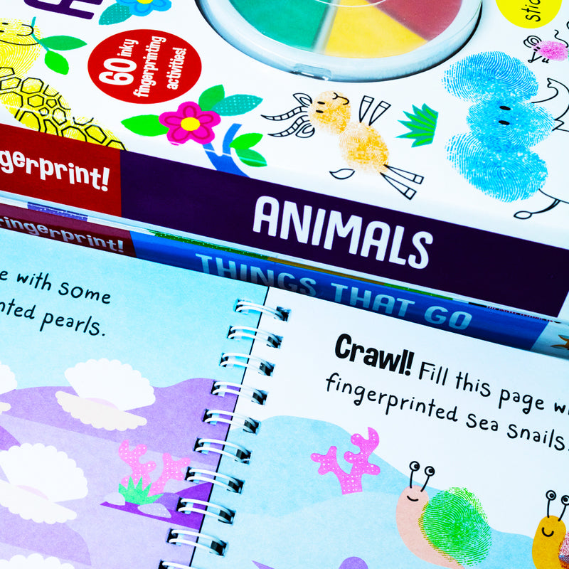 Fingerprint Doodle Activities 3 Books Set (Under The Sea, Animals & Things That Go)