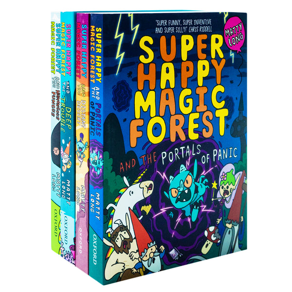 Super Happy Magic Forest Series by Matty Long 4 Books Collection Set (Humongous Fungus, Portals Of Panic, Deep Trouble & Distant Desert)