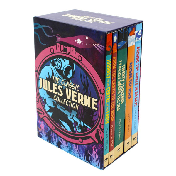 Photo of The Classic Jules Verne Collection on a White Background