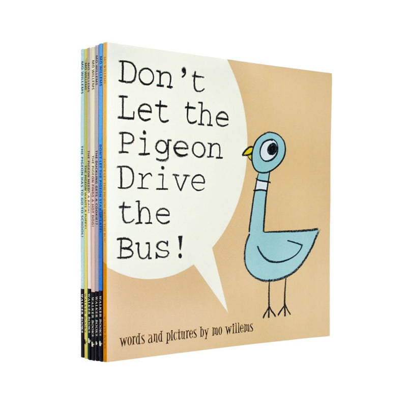 Don't Let the Pigeon Series 7 Books Collection Set by Mo Willems (Pigeon Drive the Bus, Stay Up Late, Duckling Gets a Cookie, Finds a Hot Dog, Needs a Bath, Wants a Puppy & Has To Go To School)