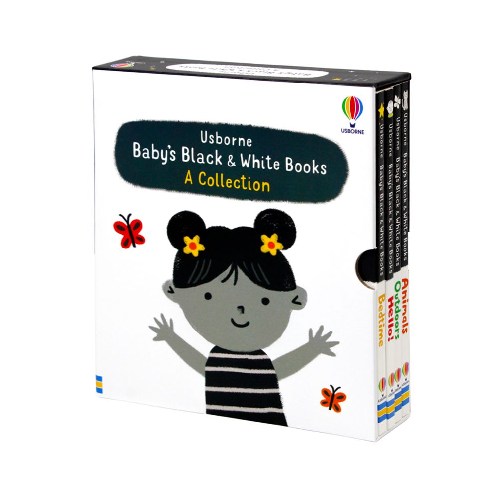 Usborne Baby's Very First Black & White 4-Book Set | Baby Books for Early Learning – Animals, Bedtime, Outdoors, Hello | Board Books for Infants