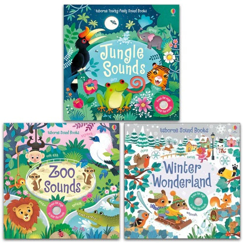 Usborne Sound Books Collection 3 Books Set By Sam Taplin (Jungle Sounds, Zoo Sounds & Winter Wonderland)