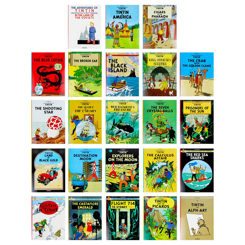 The Adventures of Tintin Paperback Box Set – 23 Classic Comic Book Stories by Hergé | Timeless Adventure & Mystery Series with Stunning Illustrations