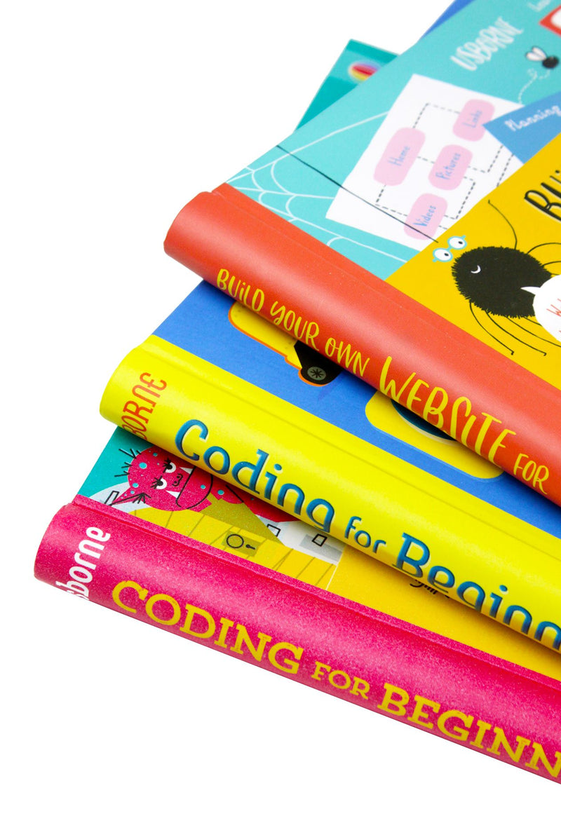 Usborne Coding For Beginners 3 Books Set Collection Using Sratch, Using Python and Build your own website