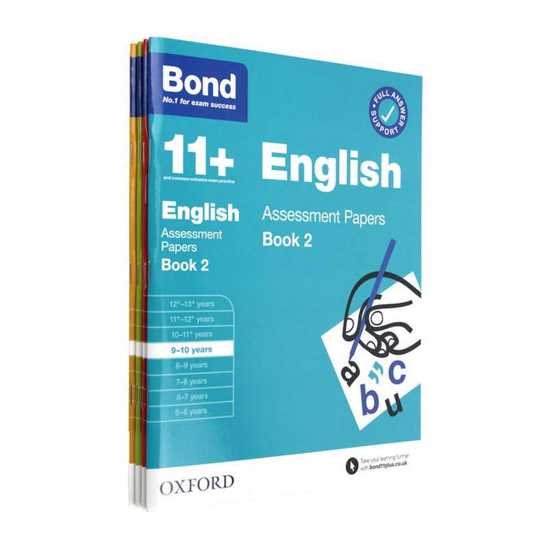 Photo of Bond 11+ Assessment Papers Book 2 4 Book Set Ages 9-10 on a White Background