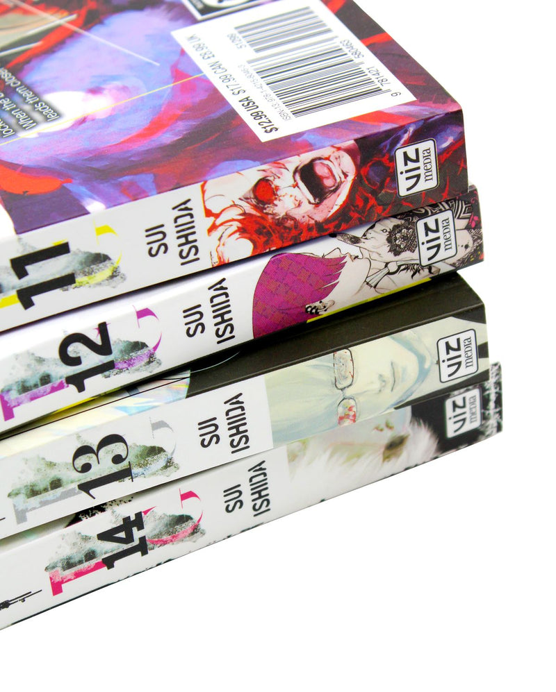 Photo of Tokyo Ghoul Manga Volume 11-14 Book Set Spines by Sui Ishida on a White Background