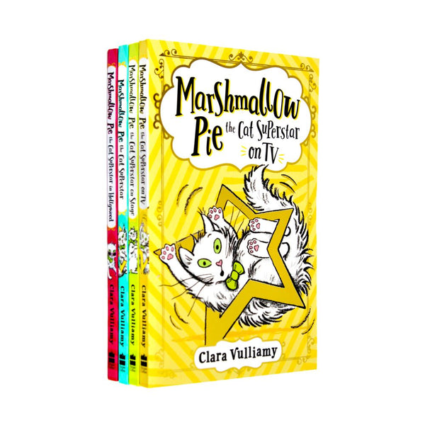 Marshmallow Pie the Cat Superstar Series 4 Books Collection Set By Clara Vulliamy (Marshmallow Pie The Cat Superstar, On TV, in Hollywood, On Stage)