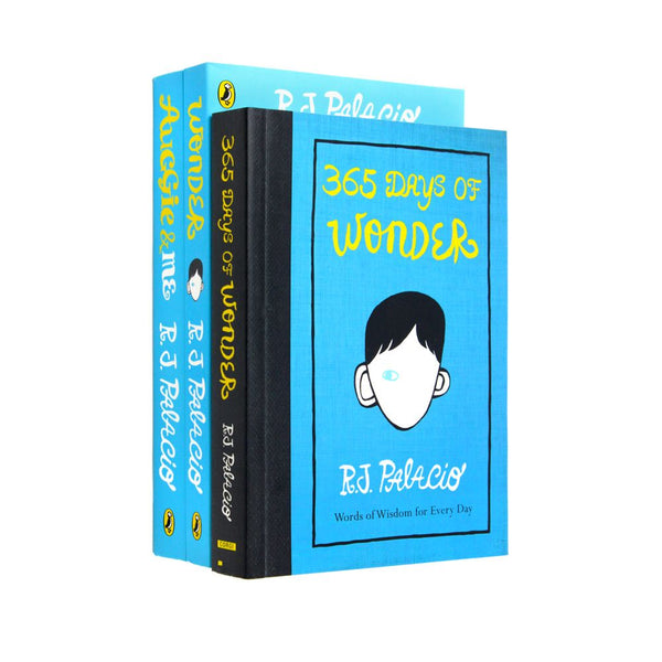 R J Palacio Collection 3 Books Set (Wonder, Auggie & Me, 365 Days of Wonder)