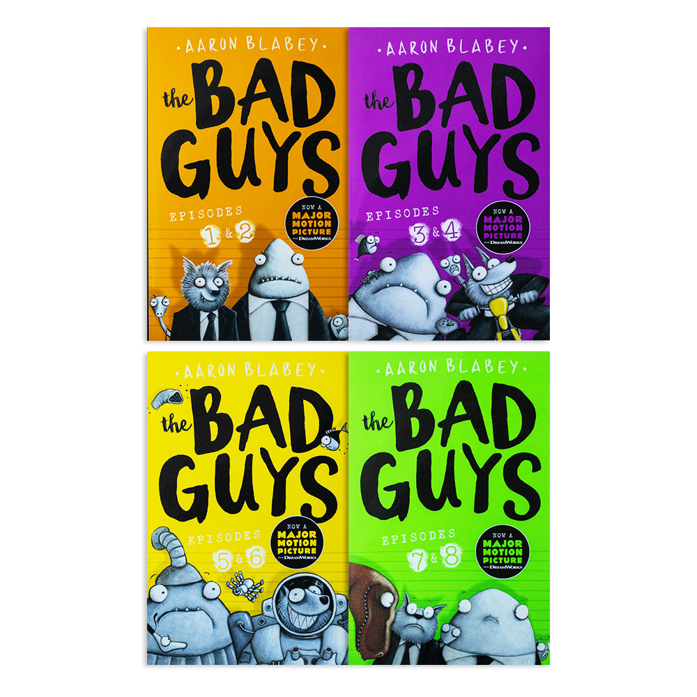 The Bad Guys 4-Book Collection Set (Episodes 1 to 8) by Aaron Blabey – Hilarious Adventure & Comedy Series for Kids with Fun Stories & Illustrations