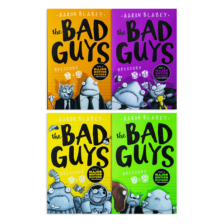The Bad Guys 4-Book Collection Set (Episodes 1 to 8) by Aaron Blabey – Hilarious Adventure & Comedy Series for Kids with Fun Stories & Illustrations