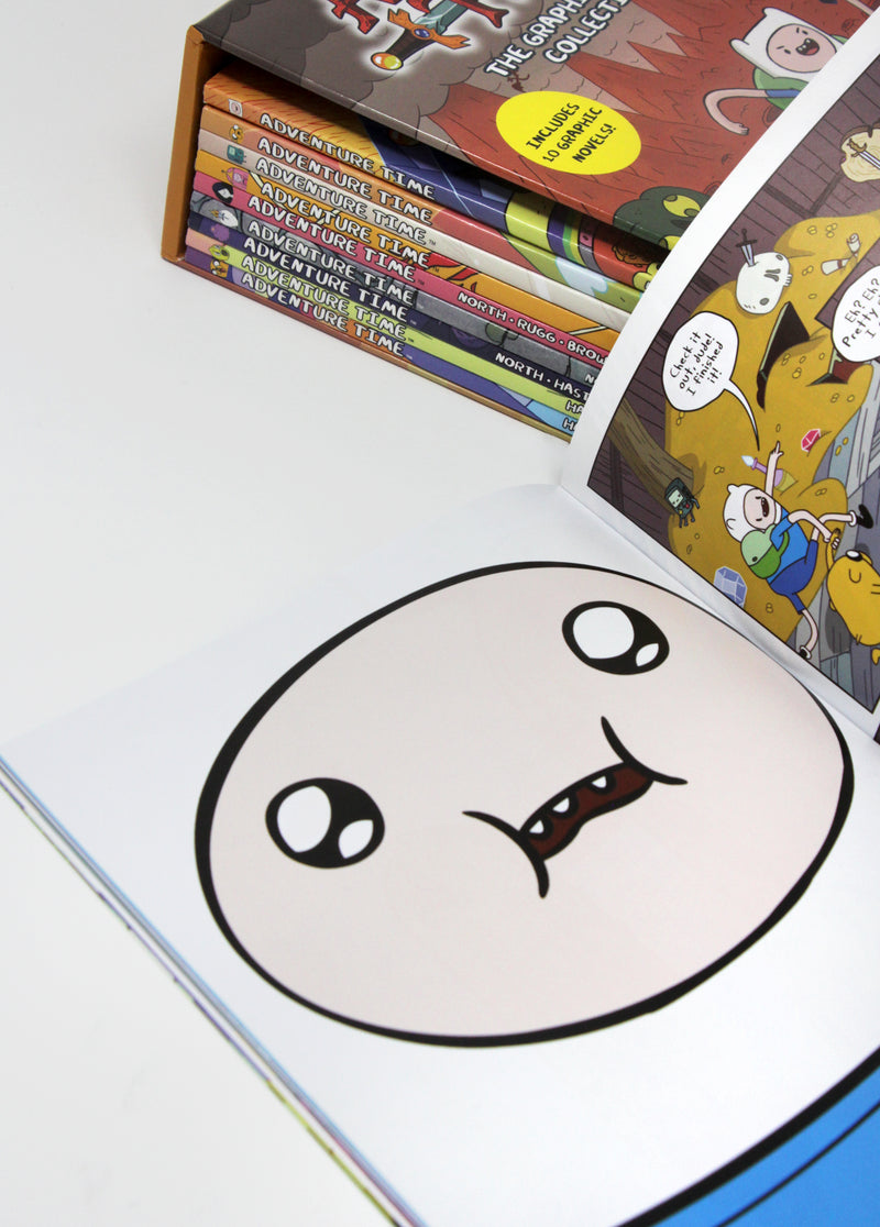 Photo of Adventure Time The Graphic Novel Collection Vol 1-10 Pages on a White Background