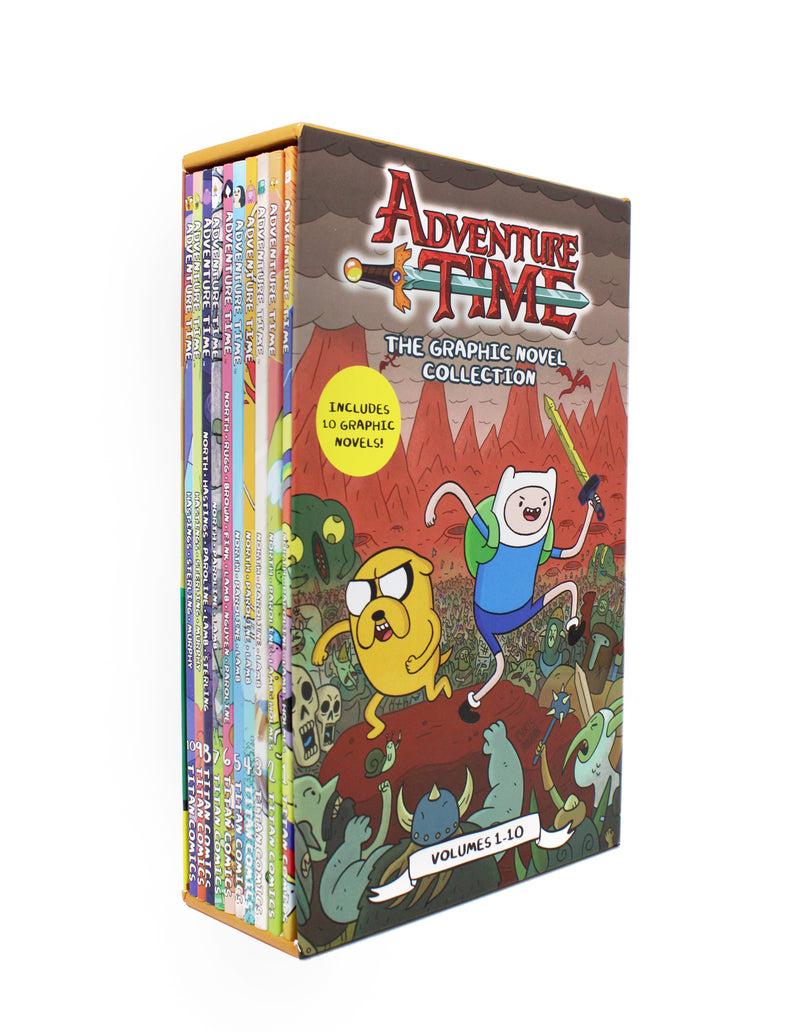 Photo of Adventure Time The Graphic Novel Collection Vol 1-10 on a White Background