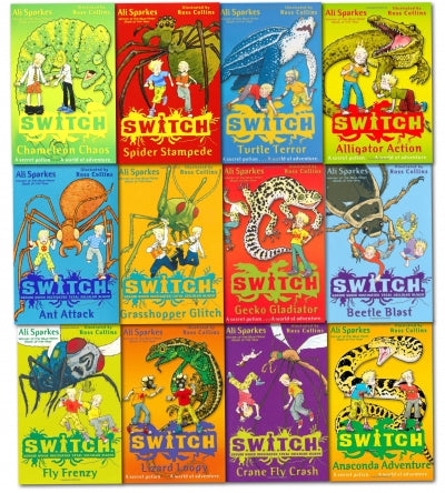 Ali Sparkes Switch Series 12 Books Set Collection, Fly Frenzy, Spider Stampede..