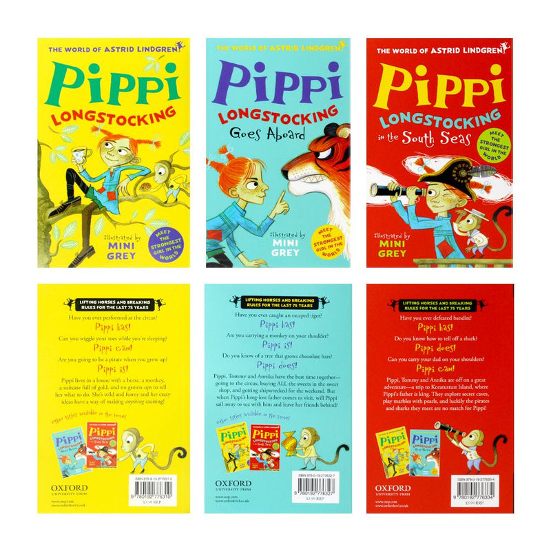 Astrid Lindgren 3 Books Collection Set, Pippi Longstocking Goes Aboard, South Sea