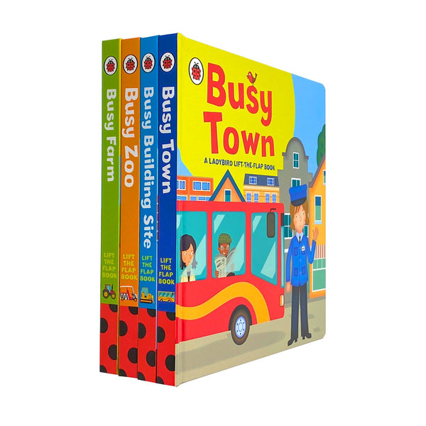 Ladybird Lift The Flap 4 Books Collection Set Busy Town, Busy Zoo, Busy Farm