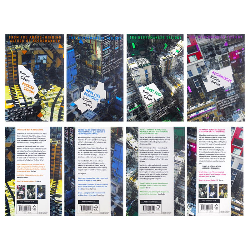 William Gibson Neuromancer Trilogy 4 Books Collection Set | Cyberpunk, Science Fiction, Dystopian Classics, Technology, Adventure, Gollancz, Paperback