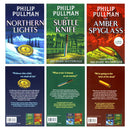 Photo of His Dark Materials 3 Books Set Covers and Blurbs by Philip Pullman on a White Background