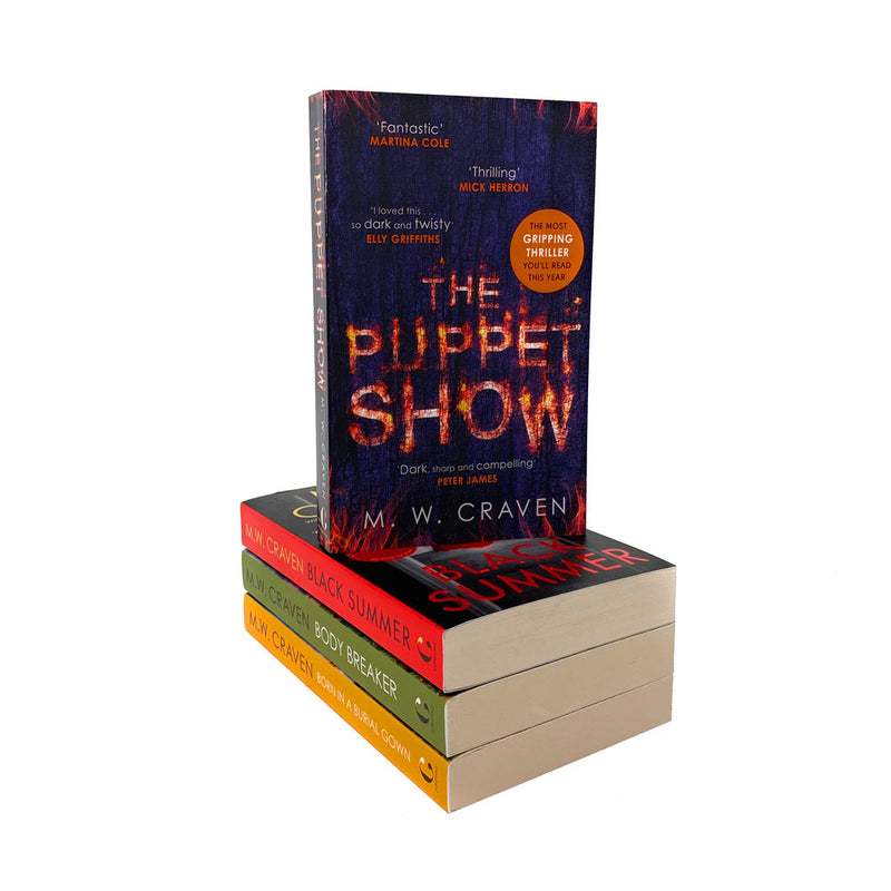 Washington Poe and Avison Fluke Series 4 Books Collection Set By M. W. Craven (The Puppet Show, Black Summer, Born in a Burial Gown, Body Breaker)