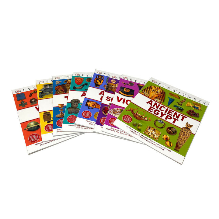 DK Eyewitness Collection 8 Book Set – Ancient Egypt, Rome, Greece, Tudor, World Wars, Victorians, Shakespeare – Educational Kids History Books Series