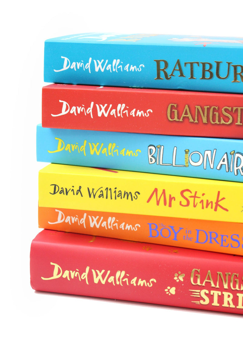 Photo of David Walliams 6 Book Collection Set Spines Including Gangster Granny Strikes Again on a White Background