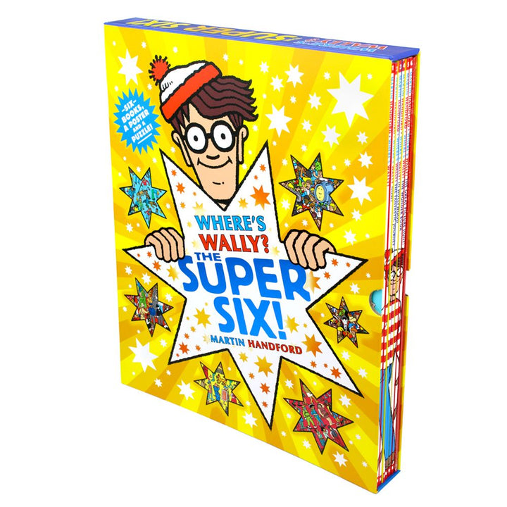 Where’s Wally? The Super Six | 6 Classic Books, Poster & Puzzle Box Set by Martin Handford | Fun Search-and-Find Gift for Kids, Families & Collectors