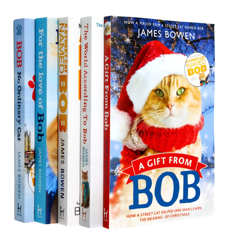 Photo of Bob the Cat Series 5 Books Set by James Bowen on a White Background