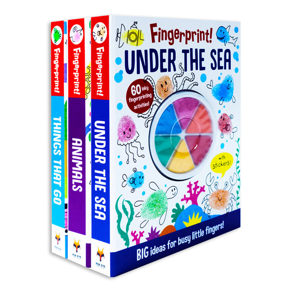 Fingerprint Doodle Activities 3 Books Set (Under The Sea, Animals & Things That Go)
