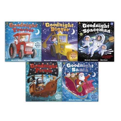 Goodnight 5 Book Set Collection Michelle Robinson + Nick East, Santa, Pirate, Digger