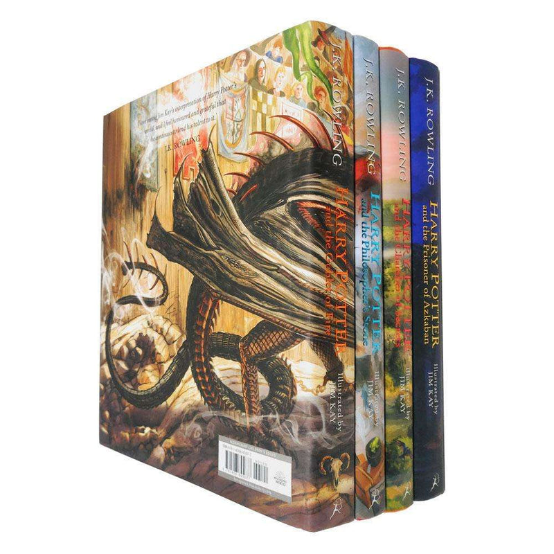 Photo of Harry Potter The Illustrated Collection Set by J.K. Rowling on a White Background