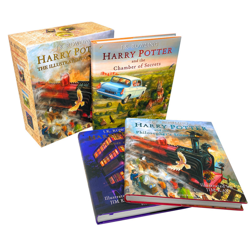 Photo of Harry Potter The Illustrated 3 Books Collection Set by J.K. Rowling on a White Background