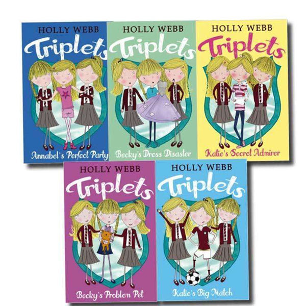 Holly Webb Triplets 5 Books Set Collection Katie's Big Match, Katie's Secret.