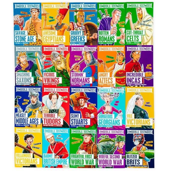 Horrible Histories 20 Book Box Set – Blood-Curdling History Collection by Terry Deary, Fun Educational Children's Books, Engaging Stories for12+ years