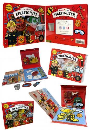 Childrens Let's Pretend 3 Book Sets By Roger Priddy Firefighter, Play Shop Activity