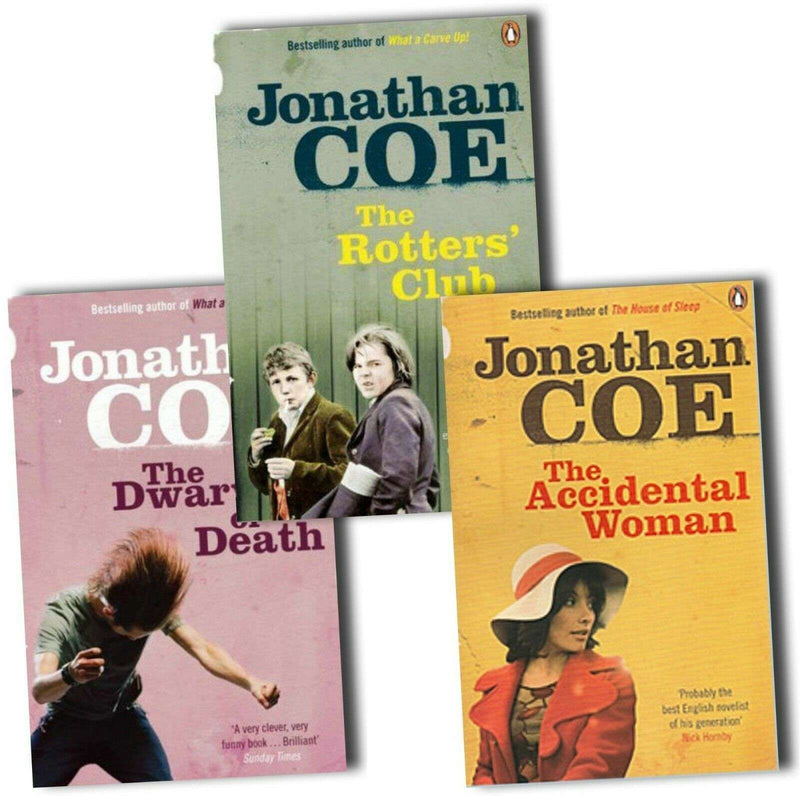 Jonathan Coe 3 Book Set Collection Inc Accidental Woman, Dwarves, Rotters Club